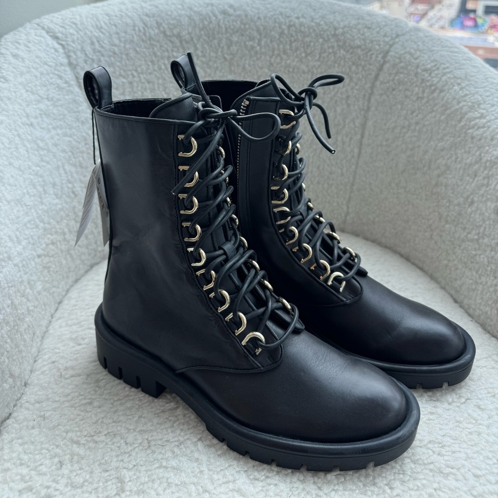 Zara Black Boots with Gold Detail